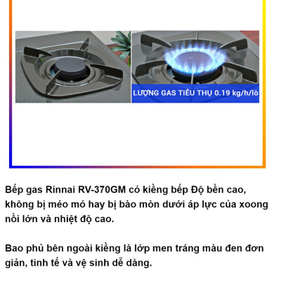 Bếp Gas Dương Đôi Rinnai RV-370(GM)N – Đen- Hãng chính hãng