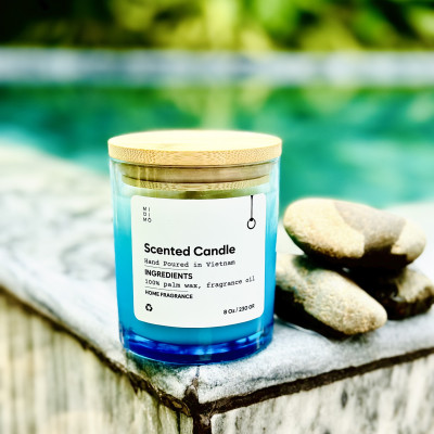 Nến thủy tinh ombre xanh biển 230g