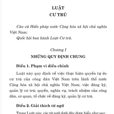 Luật cư trú - bản in năm 2021