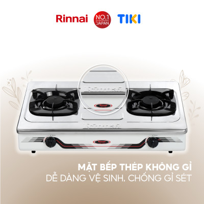 Bếp gas dương Rinnai RV-370(SM)N mặt bếp inox và kiềng bếp men - Hàng chính hãng.