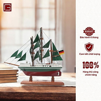 Mô Hình Thuyền Gỗ Phong Thủy Gia Nhiên, Thuyền Buồm Gỗ ALEXANDER VON HUMBOLDT, Dài 20cm, Cao Cấp