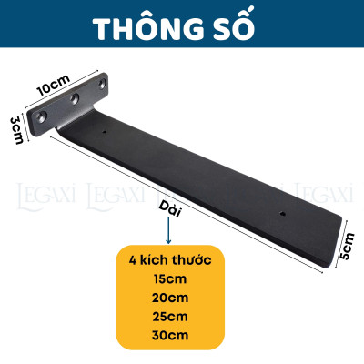 Bộ 2 giá đỡ kệ chữ T dày 5mm, pát sắt đỡ kệ gỗ, ke treo tủ tường, decor trang trí Legaxi