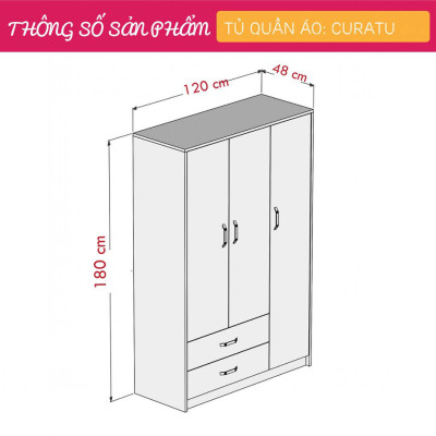 Tủ đựng quần áo giá rẻ đẹp SMLIFE Curatu
