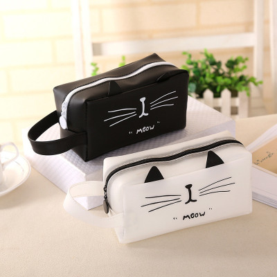  Hộp đựng bút hình mèo dễ thương, ngăn chứa rộng rãi chất liệu da mềm