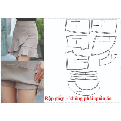Rập giấy A0 chân váy có quần bên trong  mã 725 (BẢN VẼ)
