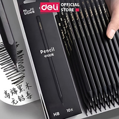 Bút Chì 2B Gỗ Nusign Cao Cấp Deli - Chì Đậm Tô Trắc Nghiệm Làm Bài Kiểm Tra Nhạy Với Máy Chấm Thi Học Sinh Văn Phòng