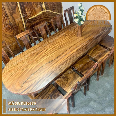Bàn Oval Gỗ Me Tây Nguyên Tấm KOHAFU