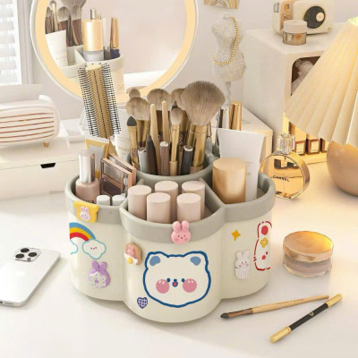 Hộp Đựng Bút Xoay 360 Thiết Kế Bông Hoa 6 Ngăn – Hộp Đựng Văn Phòng Phẩm Để Bàn - HÀNG CHÍNH HÃNG MINIIN