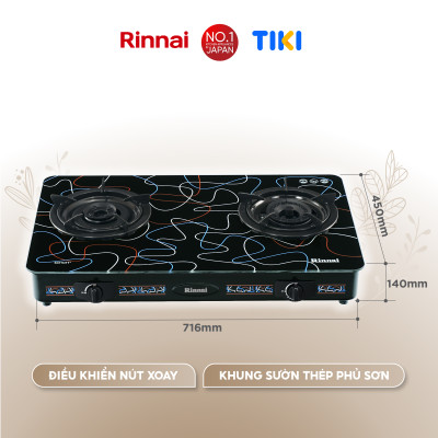 Bếp gas dương Rinnai RV-715Slim-SCH(Zi) mặt bếp kính SCHOTT và kiềng bếp men - Hàng chính hãng.