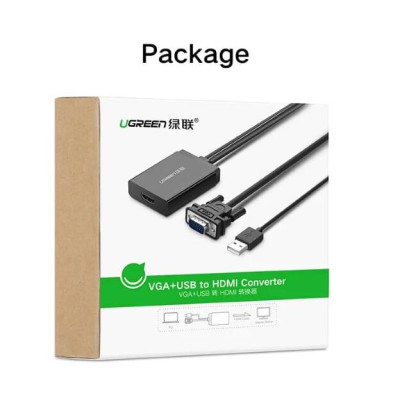Ugreen UG40213MM106TK 50CM màu Đen Bộ chuyển VGA sang HDMI có trợ nguồn - HÀNG CHÍNH HÃNG