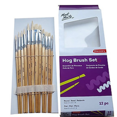 Bộ cọ Mont Marte lông thú tự nhiên gồm 12 cây vẽ màu nước sơn dầu và acrylic