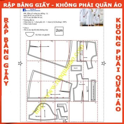 Rập giấy A0đầm cổ vuông  mã 808 -(BẢN VẼ)