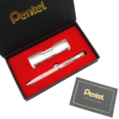 Bút Bi Nắp Vặn Cao Cấp Energel 0.7 mm - Pentel BL2007PS1-C - Màu Hồng - Mực Xanh