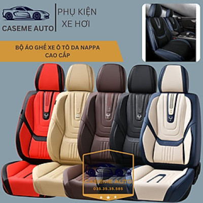 [Tặng Kèm 2 Gối] Bộ 5 Áo Bọc Ghế Ô Tô Da Nappa 9D Cao Cấp, Chống Nước Tốt, Dễ Vệ Sinh, Không Mùi, Có Chống Trượt (Mã 268) - Hàng Nhập Khẩu