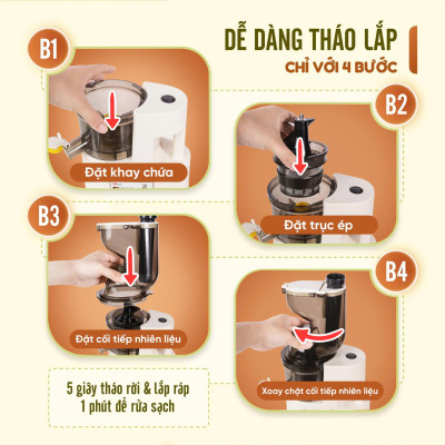 Máy Ép Chậm Nubel NB425 Công Suất 500W 2 Chế Độ Ép Kiệt Bã, Giữ Trọn Dinh Dưỡng hàng nhập khẩu