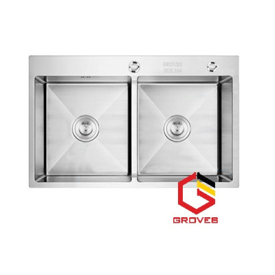 CHẬU RỬA BÁT, CHÉN INOX 2 HỐ CÂN GRBC8245C