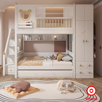 [Miễn phí lắp đặt & vận chuyển] Giường tầng trẻ em thông minh cao cấp 3 tầng Ohaha có tủ quần áo Ohaha - GTCC027