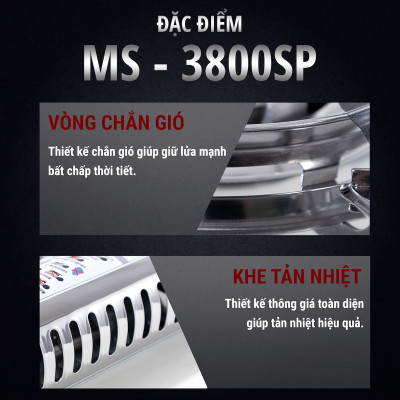 Bếp ga mini Maxsun MS-3800SP, Công suất 2900W, chân kiềng Inox - Hàng chính hãng - Bảo hành 12 tháng