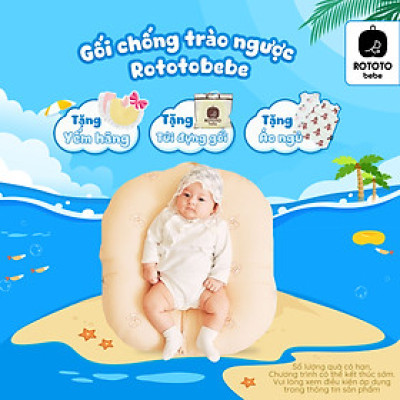 Gối chống trào ngược Rototo bebe chính hãng chất liệu Cotton chần bông