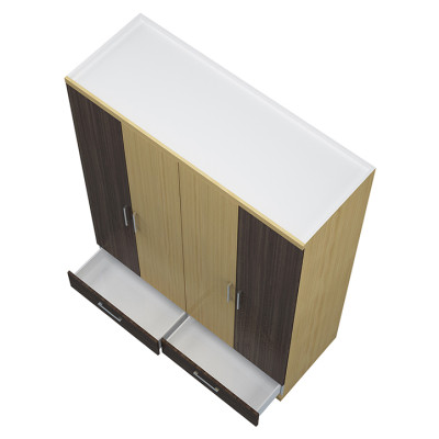 TỦ QUẦN ÁO GỖ CÔNG NGHIỆP 4 CÁNH OHAHA (NÂU TRẮNG VÀNG) - TQA012