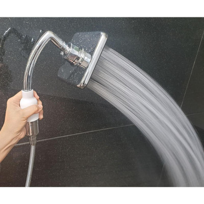 Bộ tay dây sen siêu tăng áp mặt vuông, lõi lọc Vitamin C Eurolife EL-145SH (Trắng bạc)