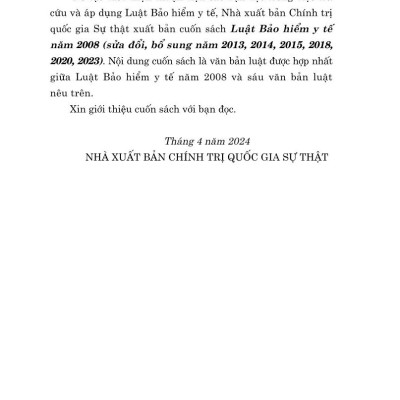 Luật bảo hiểm y tế năm 2008 (sửa đổi, bổ sung năm 2013, 2014, 2015, 2018, 2020, 2023)