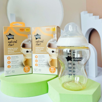 COMBO 2 Bình Sữa PPSU Ty Siêu Mềm Tự Nhiên Tommee Tippee Natural Start 150ml & 260ml