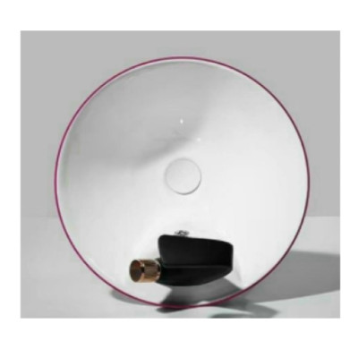 CHẬU LAVABO TRỤ TRÒN  TRỤ NÓN LÁ LIỀN KHỐI MEN TRONG TRẮNG, NGOÀI MEN MẬN CHÍN (ĐỎ) GROVES GRL NTT04 (43x43x87 cm)