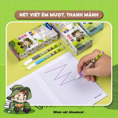 Hộp 20 Bút Gel 0.5 mm - Nhân Vật Akooland Tahi - Thiên Long Gel-012/AK - Mực Tím