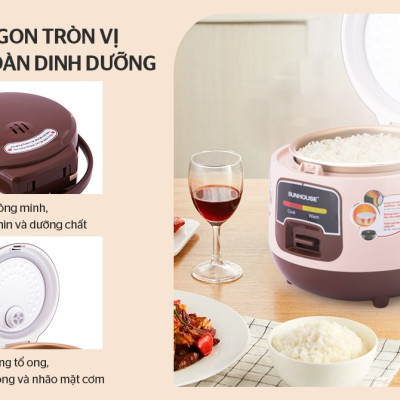 Nồi Cơm Điện Nắp Gài Sunhouse SHD8208C – Nâu (1L) - Hàng chính hãng