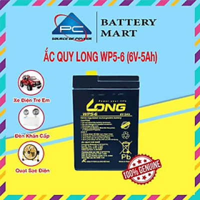 Ắc Quy LONG WP5-6 6V-5AH Bình ắc quy khô 6V cho xe điện trẻ em ,đèn khẩn cấp,quạt sạc