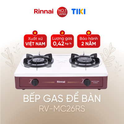 Bếp gas dương Rinnai RV-MC26RS mặt bếp inox và kiềng bếp men - Hàng chính hãng.