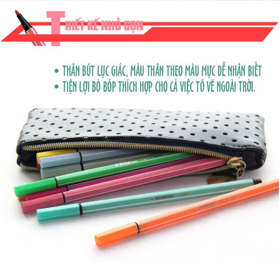 Combo bút lông màu STABILO Pen68 1.0mm (PN68) - Hộp thiếc 40 cây + Sách tô màu SVCB (PN6840MB)