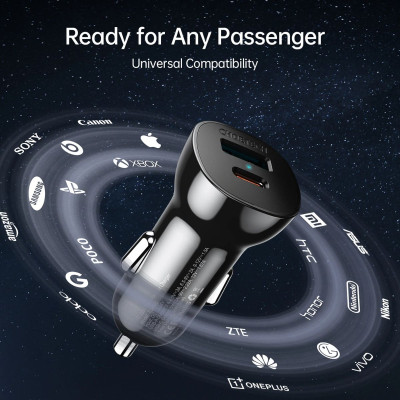 Tẩu sạc Choetech TC0005 nhanh trên ô tô 38W 2 cổng USB A+ Type C  (hàng chính hãng)