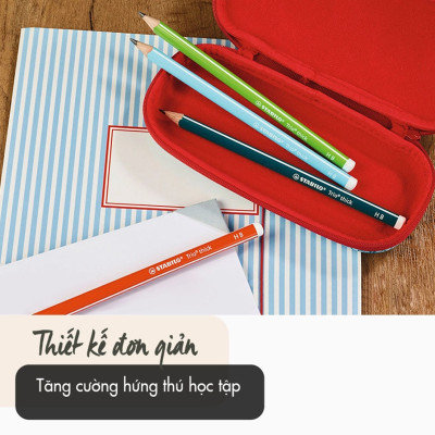 Hộp 12 cây bút chì gỗ STABILO Trio 369 2B - xanh dương