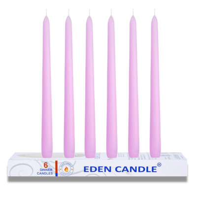 [Hộp 6 nến] Nến thơm taper Eden Candle FTRAMART EDC2331 (Tím phấn), cao 25 cm, phù hợp tất cả các chân nến theo tiêu chuẩn nến taper