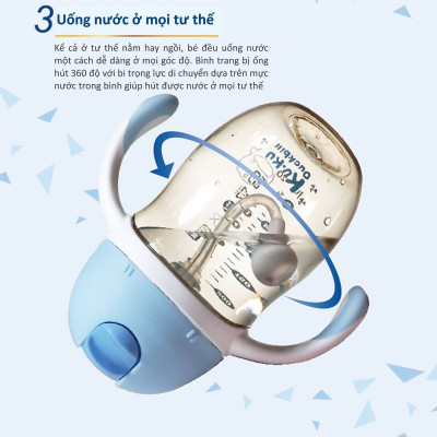 BÌNH UỐNG NƯỚC ỐNG HÚT CÓ TAY CẦM KUKU NHỰA PPSU KU5486 - 200ML