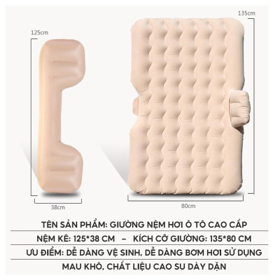 Giường NỆM HƠI gấp gọn dễ mang đi du lịch cho xe hơi, ô tô 4 đến 7 chỗ - 