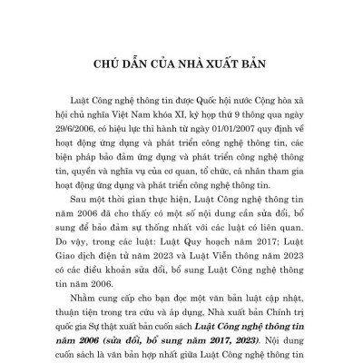 Luật công nghệ thông tin năm 2006 (sửa đổi, bổ sung năm 2017, 2023) 26.000₫