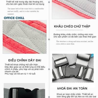 Đai An Toàn Cho Bé Đi Xe Máy OFFICE CHILL Bảo Vệ Bé Ngồi Trước Hoặc Sau Phù Hợp Từ 1 Đến 10 Tuổi