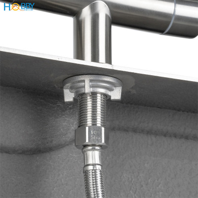 Vòi rửa chén 2 đầu tăng áp thân lò xo inox 304 Hobby home decor 2TA