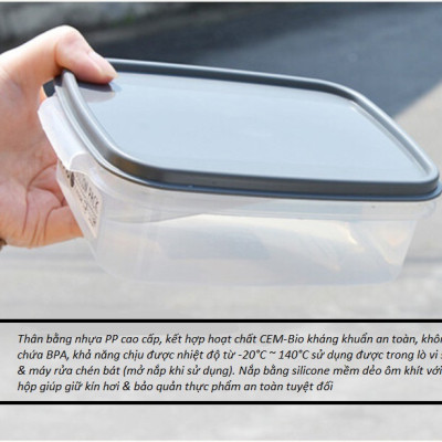 Hộp thực phẩm Million Pack thương hiệu Yamada, nắp bằng silicone mềm dẻo, an toàn tuyệt đối khi sử dụng -Made in Japan