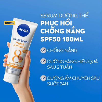 Tinh Chất Dưỡng Thể Trắng Da Phục Hồi Chống Nắng Nivea 180ml