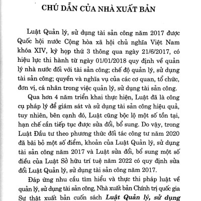 Luật Quản Lý, Sử Dụng Tài Sản Công (Hiện Hành) (Sửa Đổi Năm 2020, 2022)