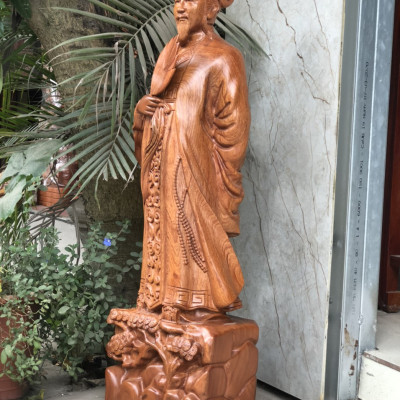 Tượng khổng minh ( Gia cát lượng ) bằng gỗ hương đá kt cao 100×33×21cm