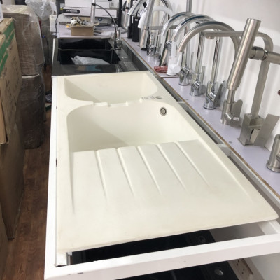 CHẬU RỬA BÁT BÀN ĐÁ TRẮNG SỮA NHẬP KHẨU 115x48 cm - GROVES