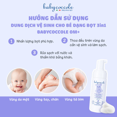 Dung dịch làm sạch cho bé 3in1 dạng bọt Babycoccole 0M+ - 150ml
