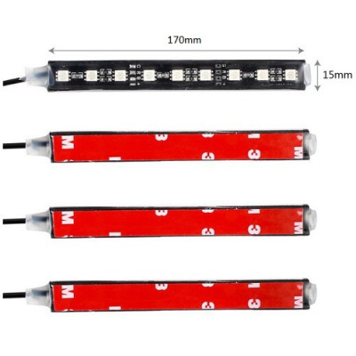 Bộ đèn Led 4 thanh 9 bóng lắp gầm ghế ô tô cảm biến nhạc-Có Remote