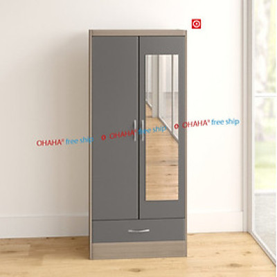 TỦ QUẦN ÁO GỖ CÔNG NGHIỆP 2 CÁNH CAO CẤP CÓ KÍNH OHAHA - TACC010