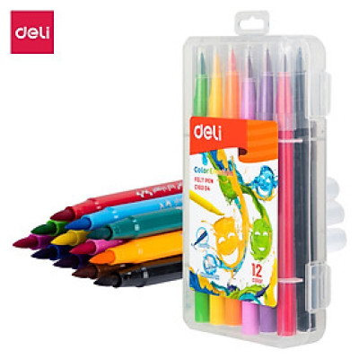 Bút màu nước ( Hộp nhựa ) Deli - 12 màu/24 màu - 1 hộp - EC10304/EC10324
